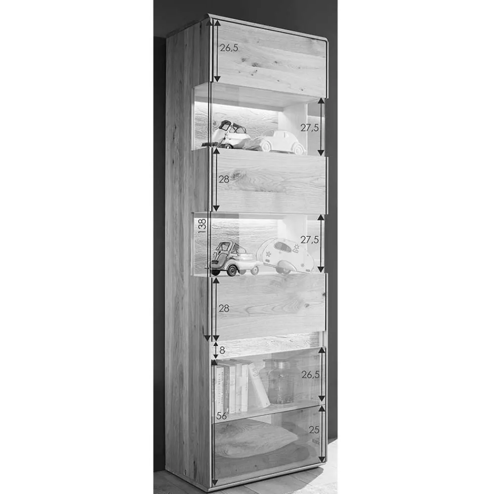 Wohnen Vitrinen|Schränke<Moderne Wildeiche Vitrine 63x207x43 cm - Acmida