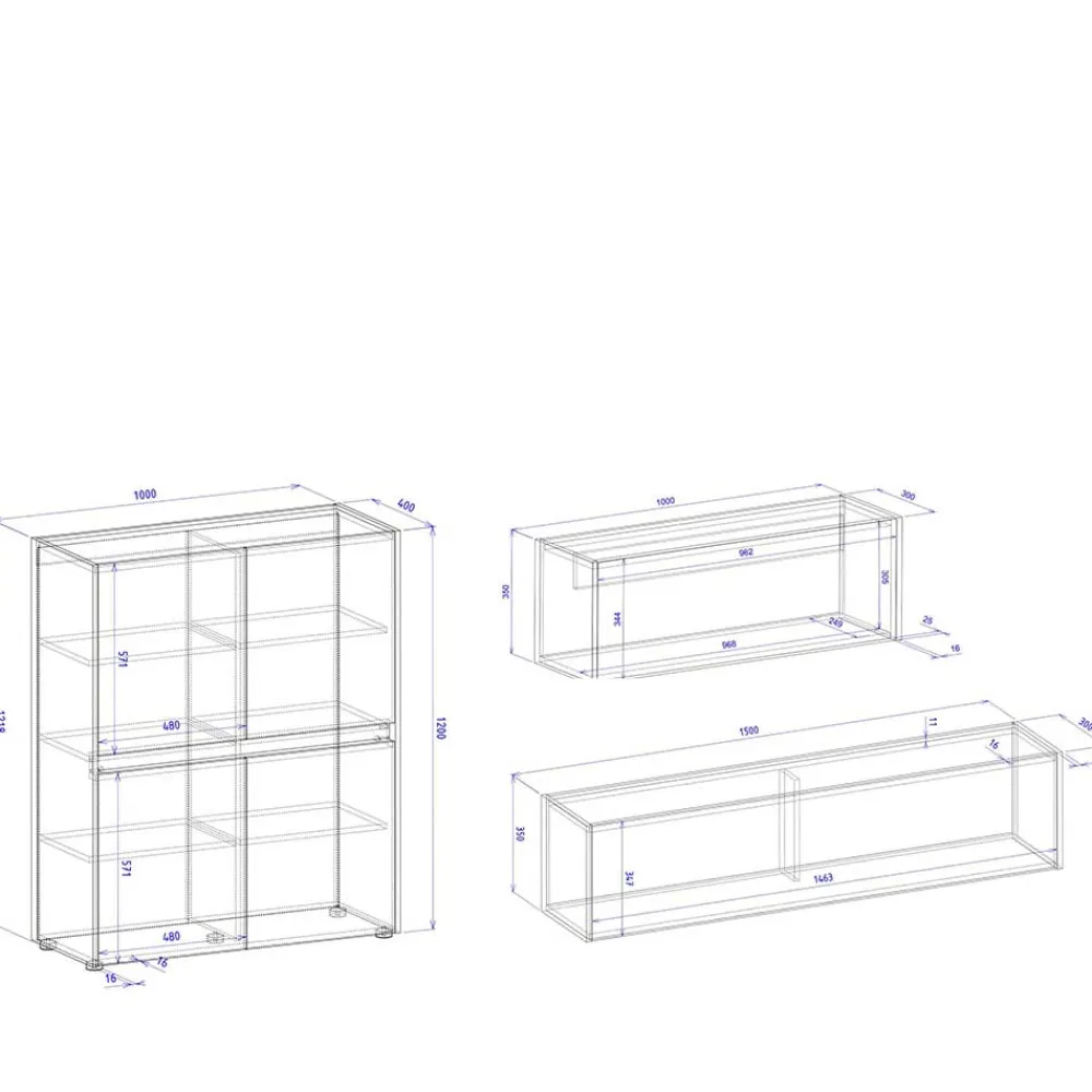 Wohnen Wohnwände<Moderne Wohnzimmereinrichtung Schrank Set - Nonessia (dreiteilig)