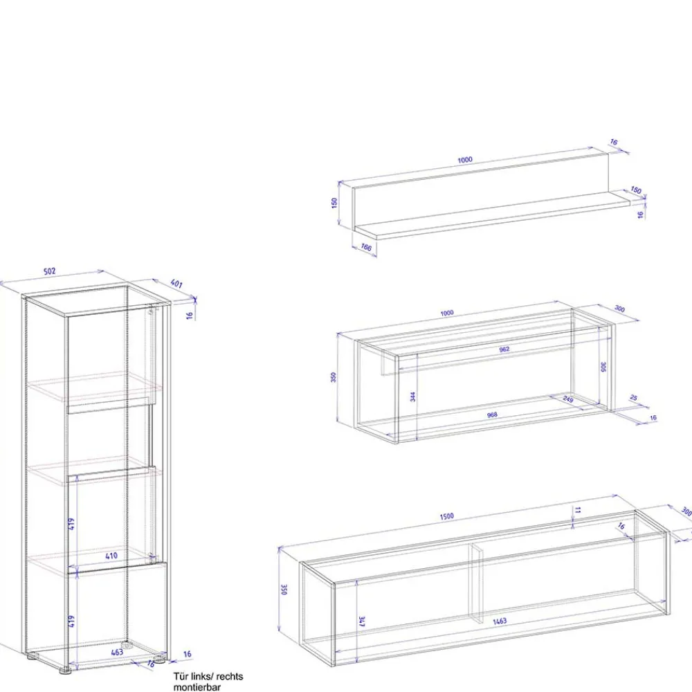 Wohnen Wohnwände<Moderne Wohnzimmermöbel Set - Ahilav (fünfteilig)