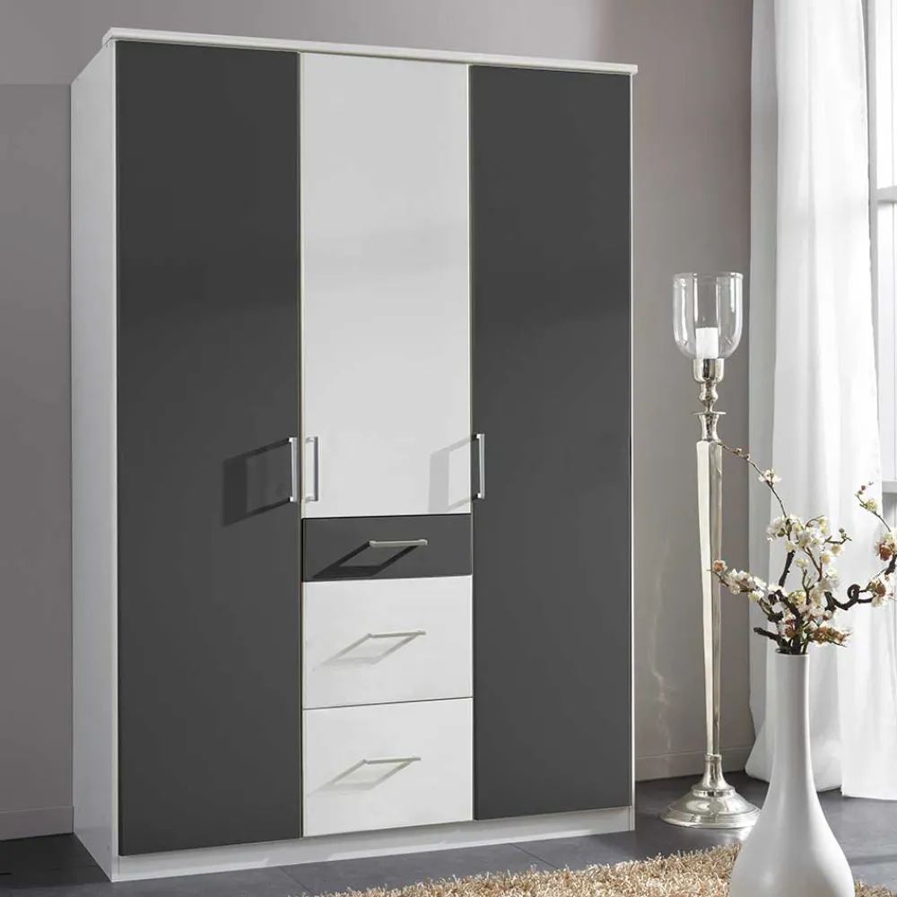 Wohnen Kleiderschränke<Moderner Kleiderschrank in Weiß mit Dunkelgrau - Vanila