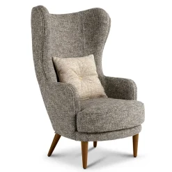 Wohnen Sessel<Moderner Ohrensessel in Beigegrau Boucle - Curemo