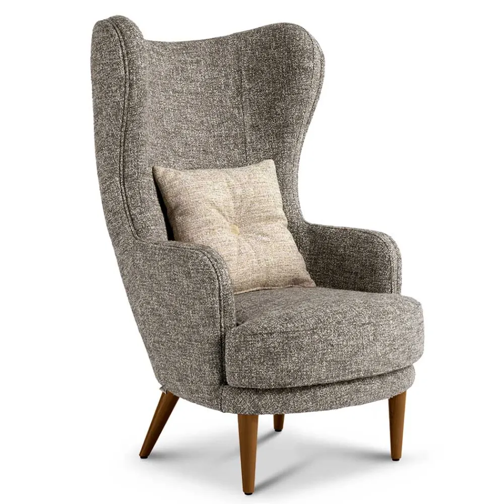 Wohnen Sessel<Moderner Ohrensessel in Beigegrau Boucle - Curemo