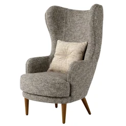 Wohnen Sessel<Moderner Ohrensessel in Beigegrau Boucle - Curemo