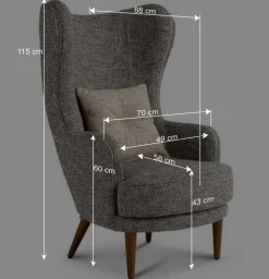 Wohnen Sessel<Moderner Ohrensessel in Beigegrau Boucle - Curemo