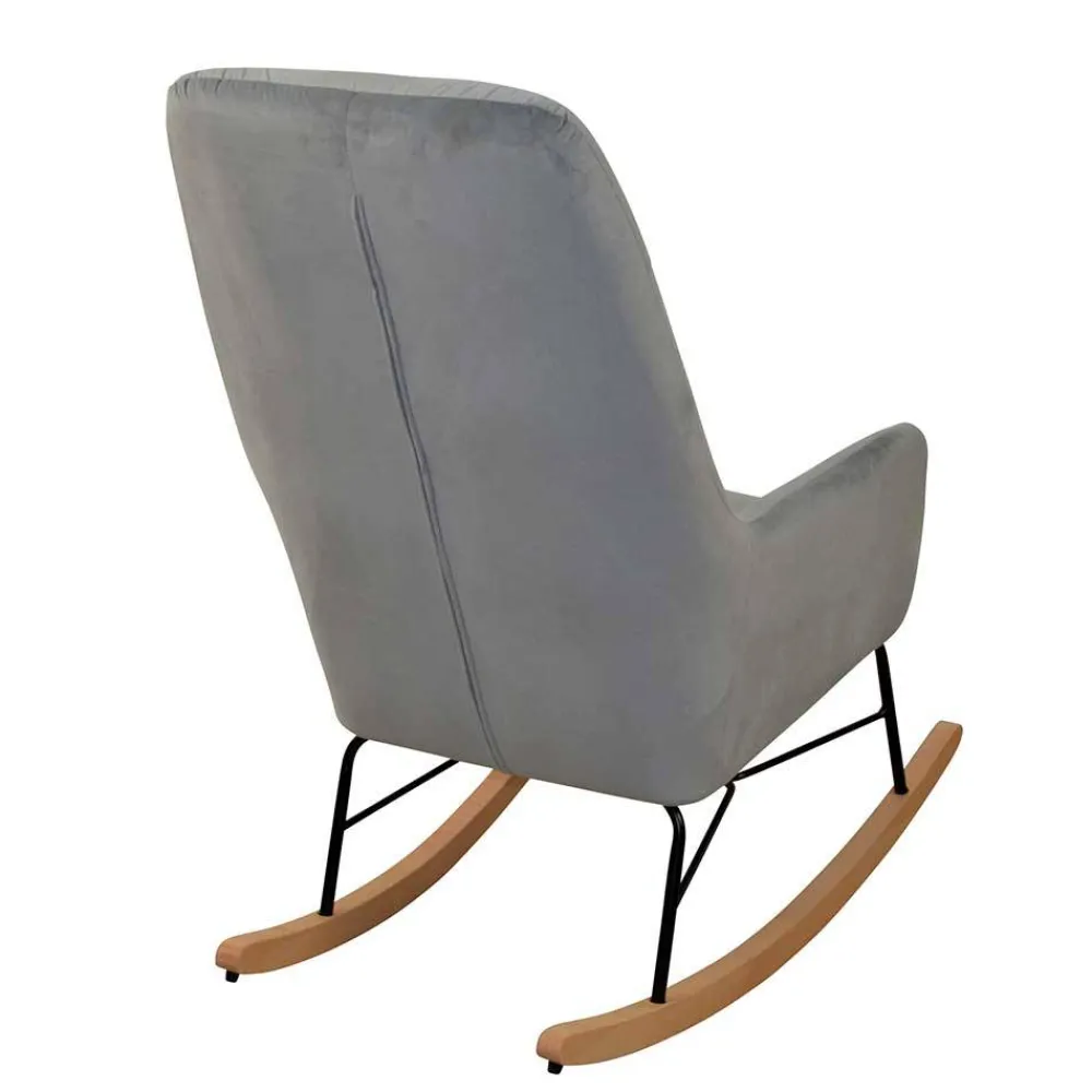 Wohnen Sessel|Stühle<Moderner Schaukelstuhl aus Samt in Grau - Cenka
