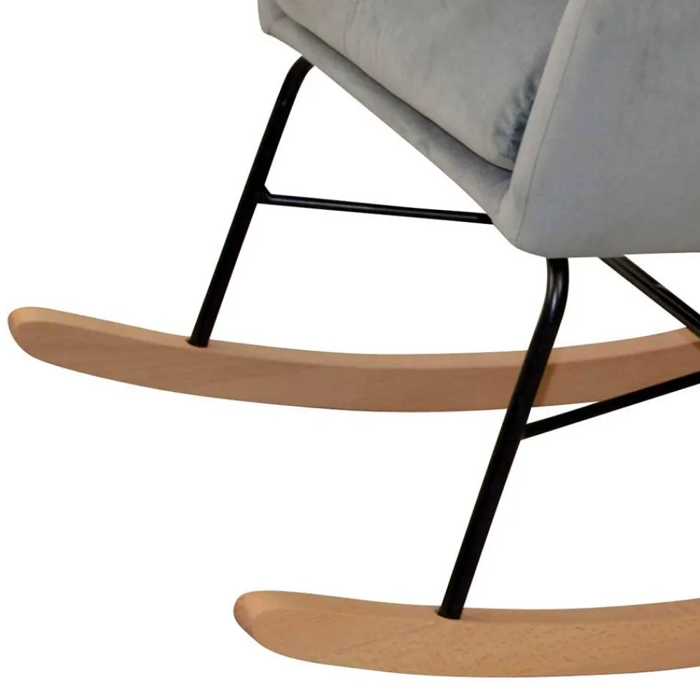 Wohnen Sessel|Stühle<Moderner Schaukelstuhl aus Samt in Grau - Cenka