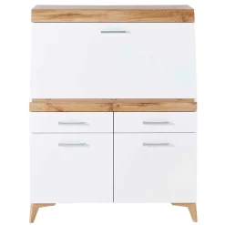 Wohnen Highboards<Moderner Sekretär in Weiß & Eiche Optik - Bistrita
