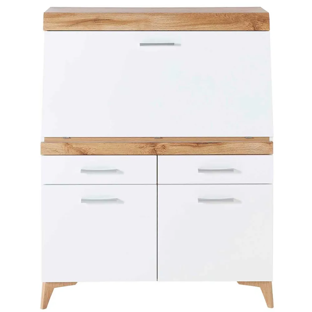 Wohnen Highboards<Moderner Sekretär in Weiß & Eiche Optik - Bistrita