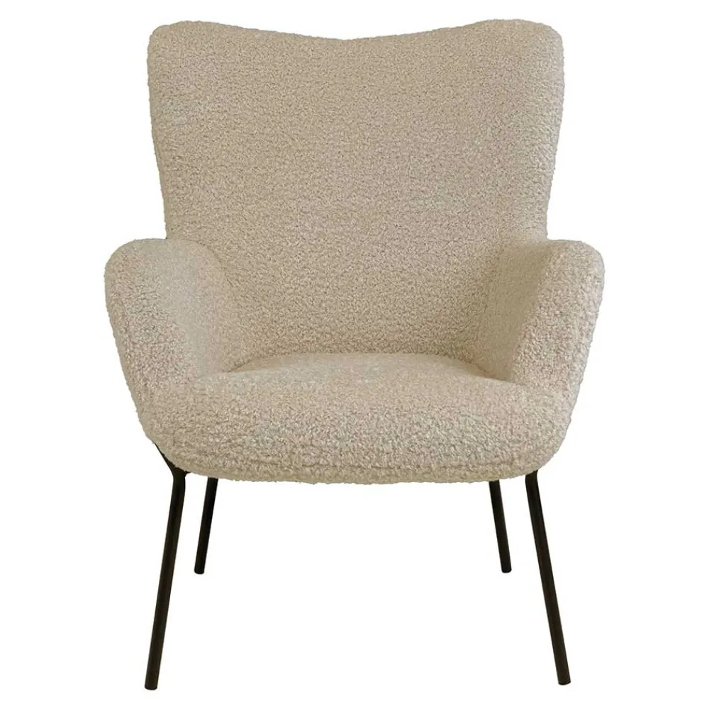 Wohnen Sessel<Moderner Sessel aus Webplüsch in Beige - Tessera