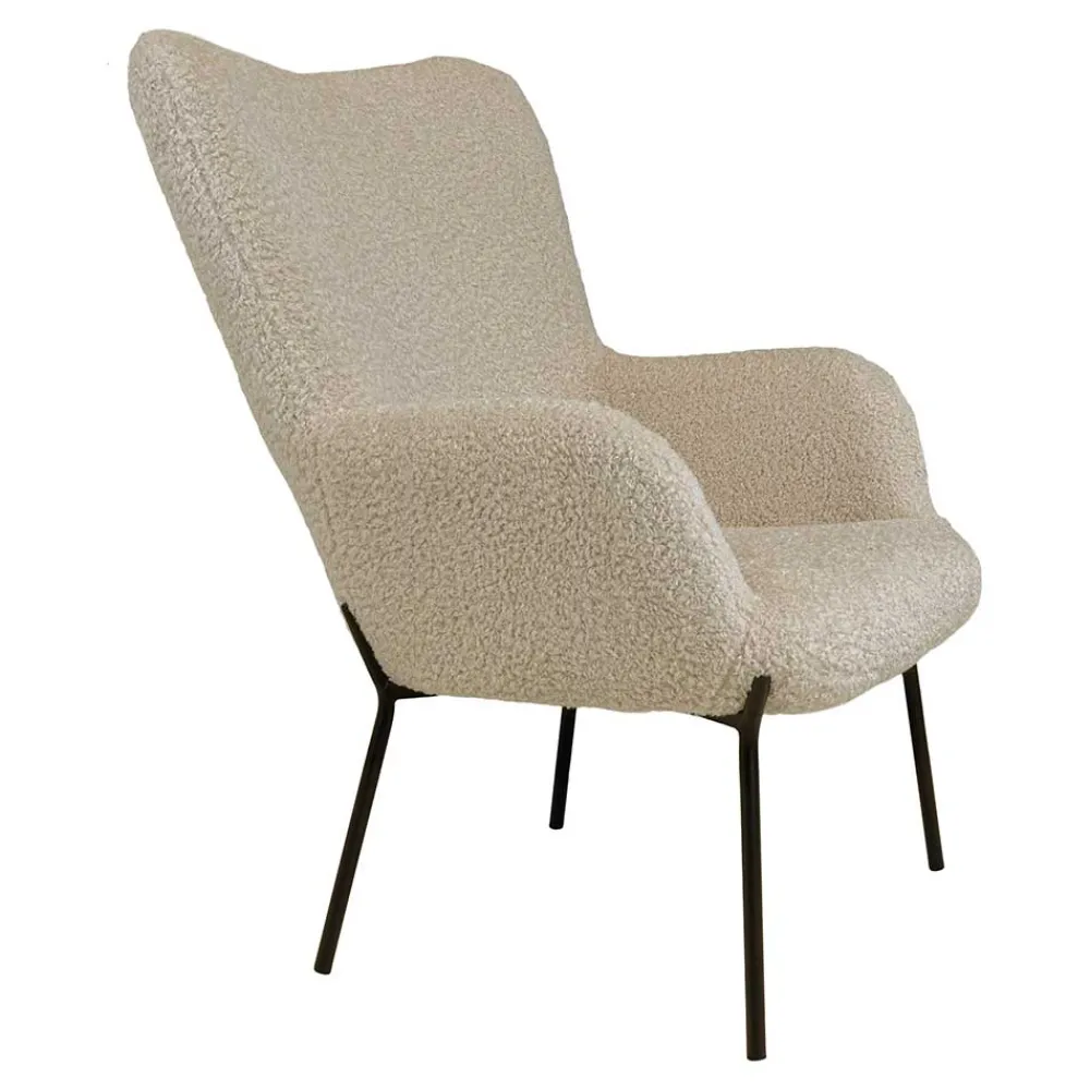 Wohnen Sessel<Moderner Sessel aus Webplüsch in Beige - Tessera
