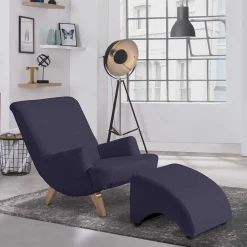 Wohnen Sessel<Moderner Sessel in Dunkelblau Kunstleder - Borad
