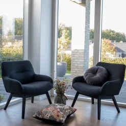 Wohnen Sessel<Moderner Sessel mit Strukturstoff in Grau - Mialano