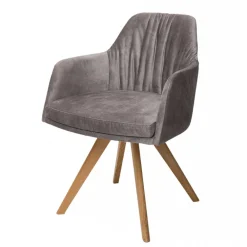 Wohnen Stühle<Moderner Tischsessel aus Velours Grau - Faunatia