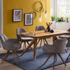 Wohnen Stühle<Moderner Tischsessel aus Velours Grau - Faunatia