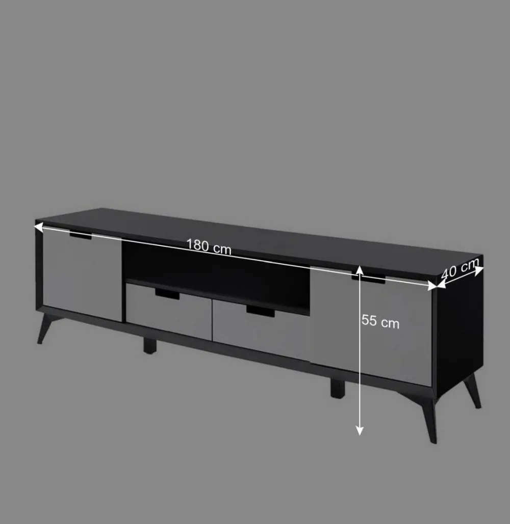 Wohnen Tv & Hifi-Möbel|Lowboards<Moderner TV Unterschrank in Weiß & Grau - Vadids