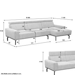 Wohnen Sofas<Modernes Ecksofa in Creme Cordbezug - Caldizza