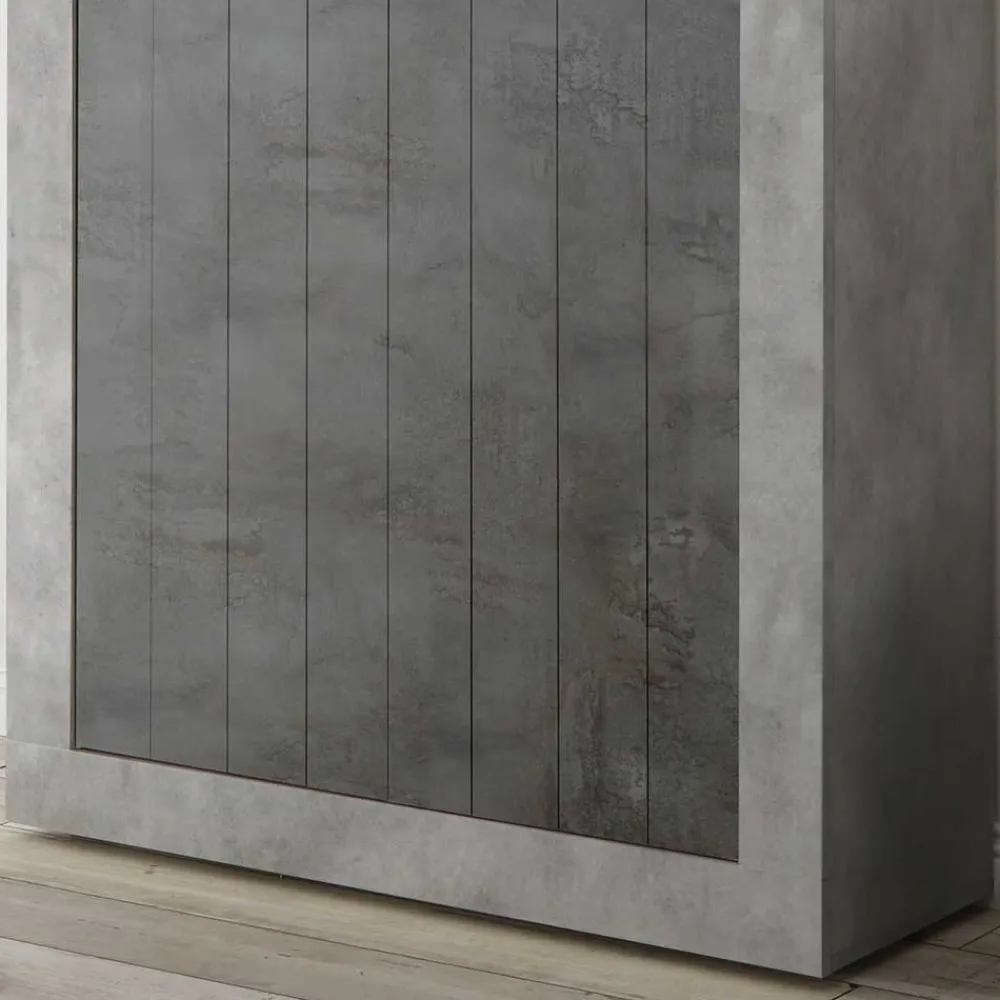 Wohnen Highboards<Modernes Highboard in Hellgrau & Dunkelgrau - Crespian