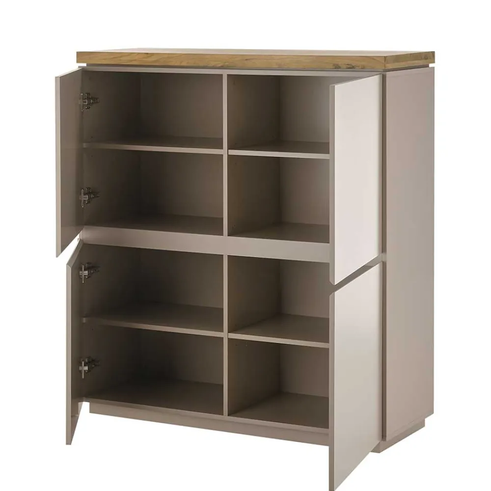 Wohnen Highboards<Modernes Highboard in Taupe & Akazie - Anja
