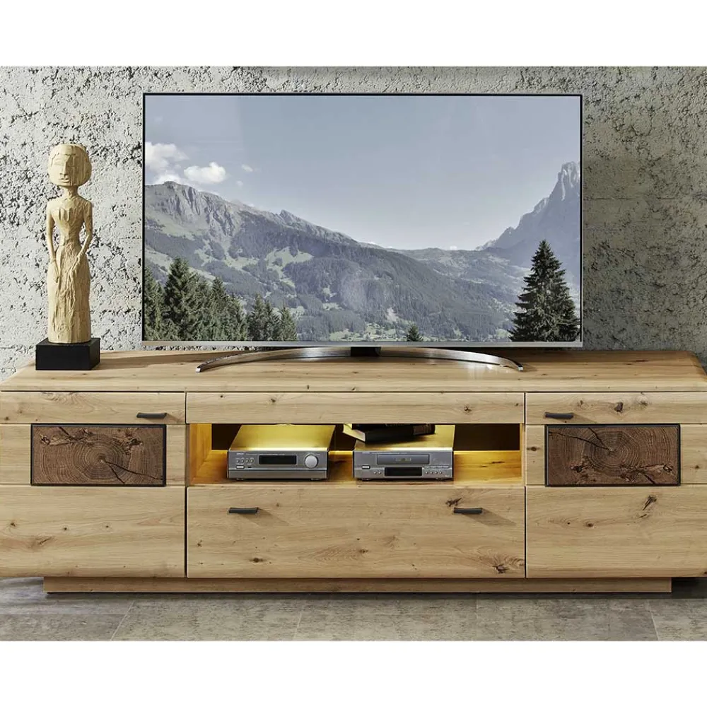 Wohnen Tv & Hifi-Möbel|Lowboards<Modernes TV Lowboard in Holzoptik Wildeiche - Iniaco