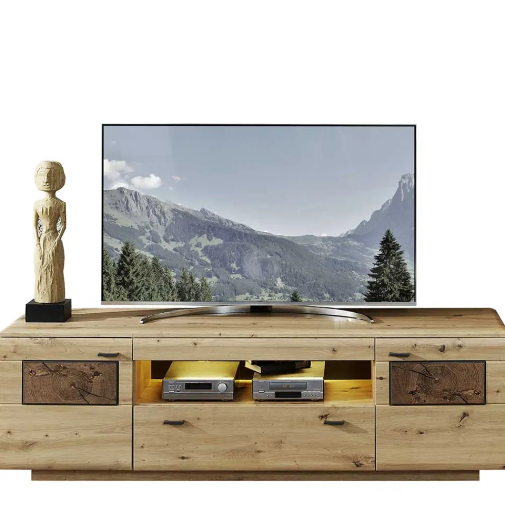 Wohnen Tv & Hifi-Möbel|Lowboards<Modernes TV Lowboard in Holzoptik Wildeiche - Iniaco