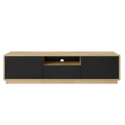 Wohnen Lowboards<Modernes TV Lowboard in Schwarz & Wildeiche Optik - Ilunas