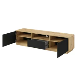 Wohnen Lowboards<Modernes TV Lowboard in Schwarz & Wildeiche Optik - Ilunas