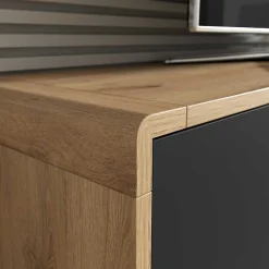 Wohnen Lowboards<Modernes TV Lowboard in Schwarz & Wildeiche Optik - Ilunas