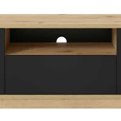Wohnen Lowboards<Modernes TV Lowboard in Schwarz & Wildeiche Optik - Ilunas