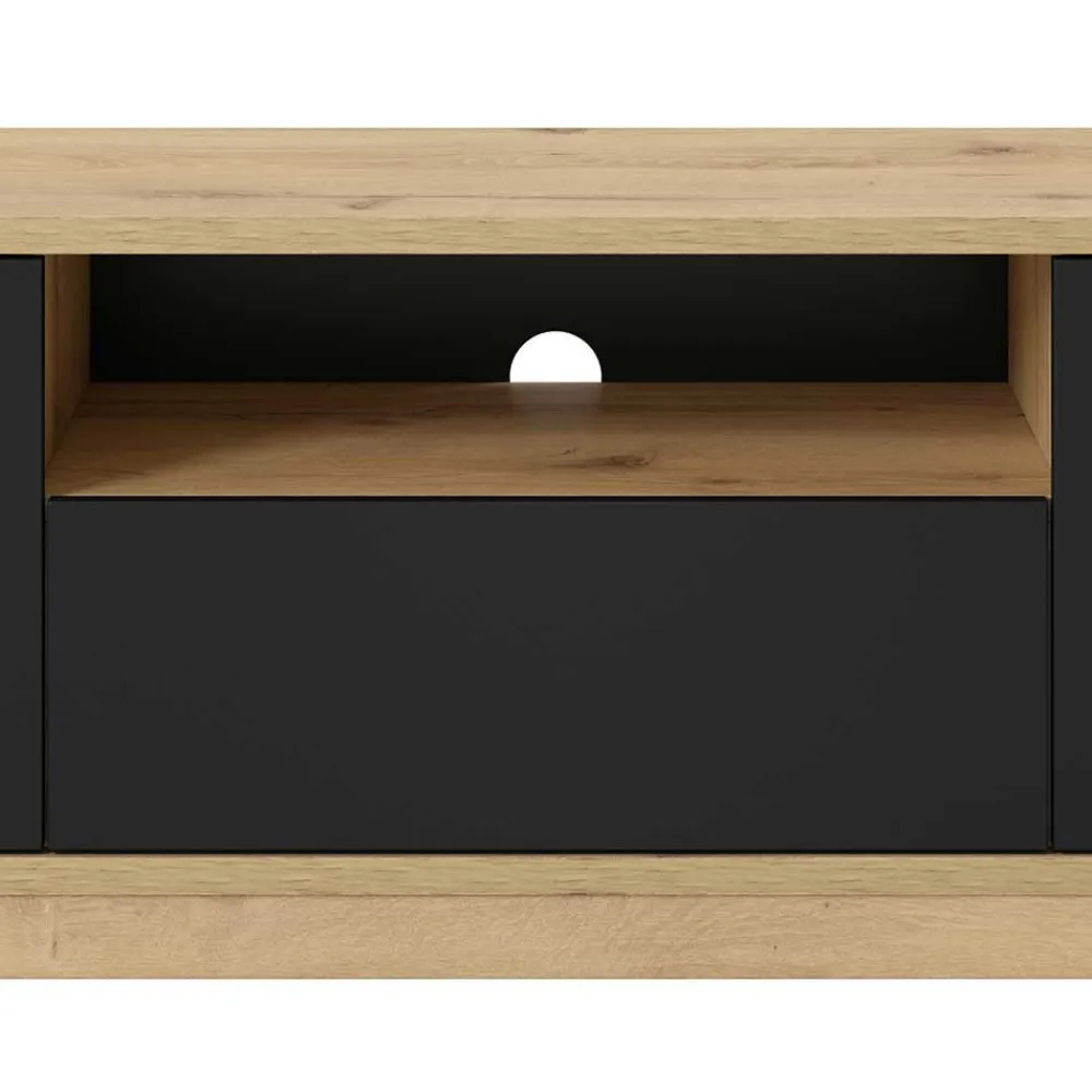 Wohnen Lowboards<Modernes TV Lowboard in Schwarz & Wildeiche Optik - Ilunas