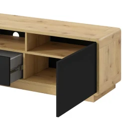 Wohnen Lowboards<Modernes TV Lowboard in Schwarz & Wildeiche Optik - Ilunas