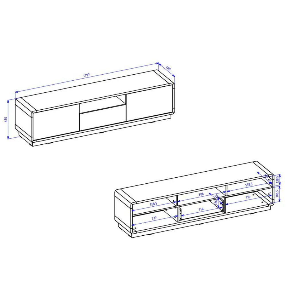 Wohnen Lowboards<Modernes TV Lowboard in Schwarz & Wildeiche Optik - Ilunas