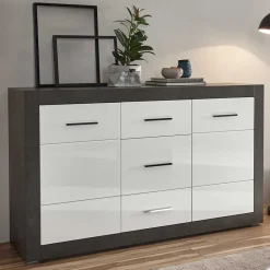 Wohnen Wohnwände<Modernes Wohnmöbel Set zweifarbig - Istensa (vierteilig)