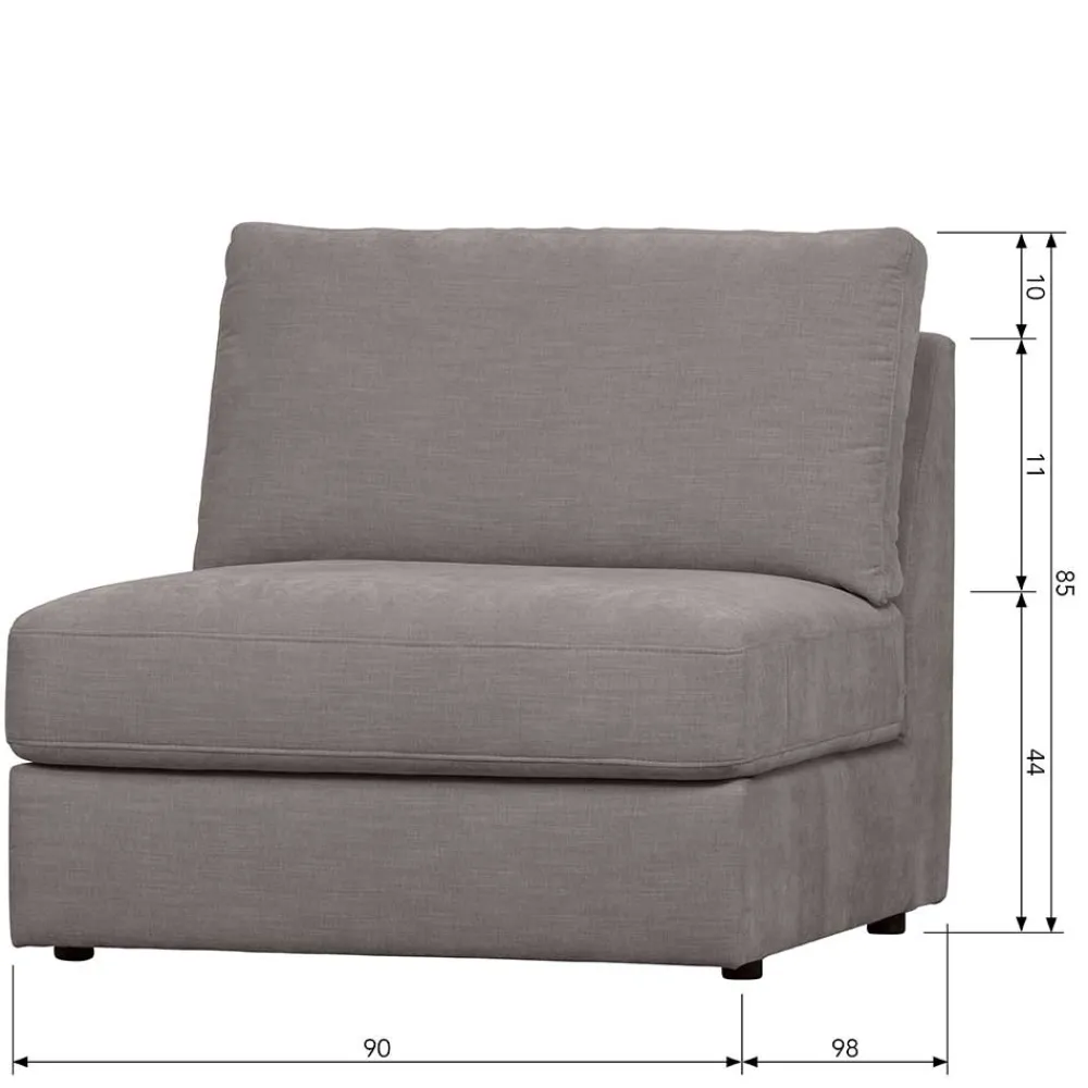Wohnen Sofas<Modulsofa Einsitzer in Grau Stoff - Gregg