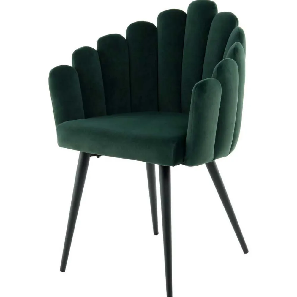 Wohnen Stühle<Muschel-Designstuhl in Dunkelgrün Samt - Kenia