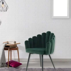 Wohnen Stühle<Muschel-Designstuhl in Dunkelgrün Samt - Kenia