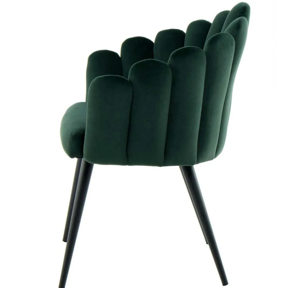 Wohnen Stühle<Muschel-Designstuhl in Dunkelgrün Samt - Kenia
