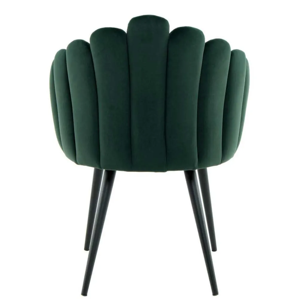 Wohnen Stühle<Muschel-Designstuhl in Dunkelgrün Samt - Kenia