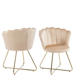 Wohnen Stühle<Muschelstühle in Beige und Gold - Cagahan (2er Set)