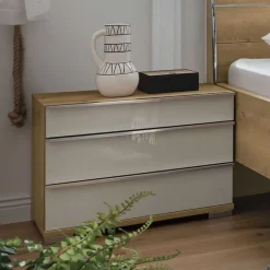 Wohnen Kommoden<Nachtkommode in Beige Glas - Lesegano