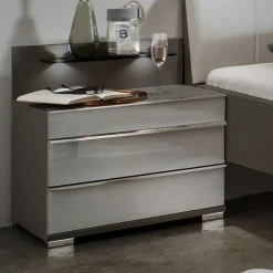 Wohnen Kommoden<Nachtkommoden mit Glasfront Grau - Ocavado (2er Set)