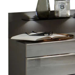 Wohnen Kommoden<Nachtkommoden mit Glasfront Grau - Ocavado (2er Set)