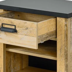Wohnen Kommoden<Nachtkonsole im Altholz Look & Anthrazit - Naiavio