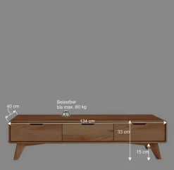 Wohnen Tv & Hifi-Möbel|Lowboards<Naturholz TV Element mit 3 Schubladen - Junola