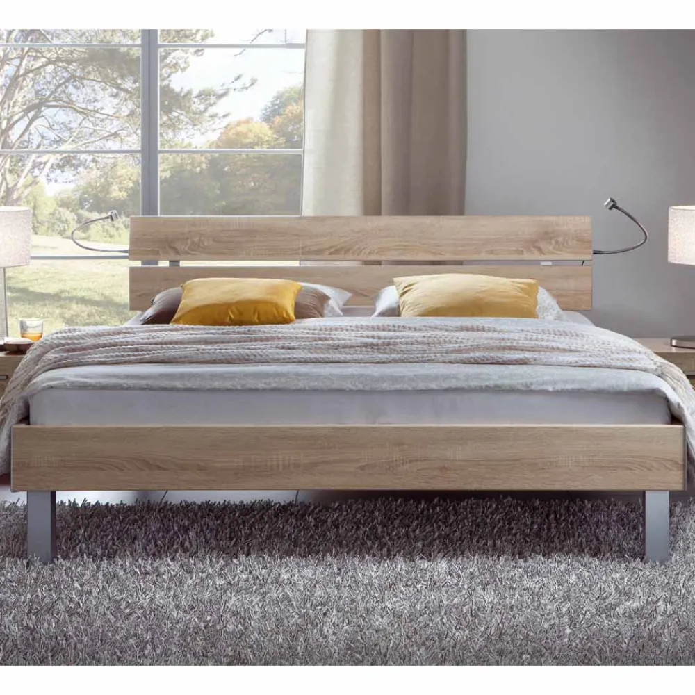 Wohnen Betten<Niedriges Bett Hamburg in Eiche Sonoma Dekor