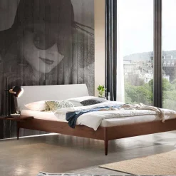 Wohnen Betten<Nussbaum Doppelbett mit Stoff Kopfteil - Filippo