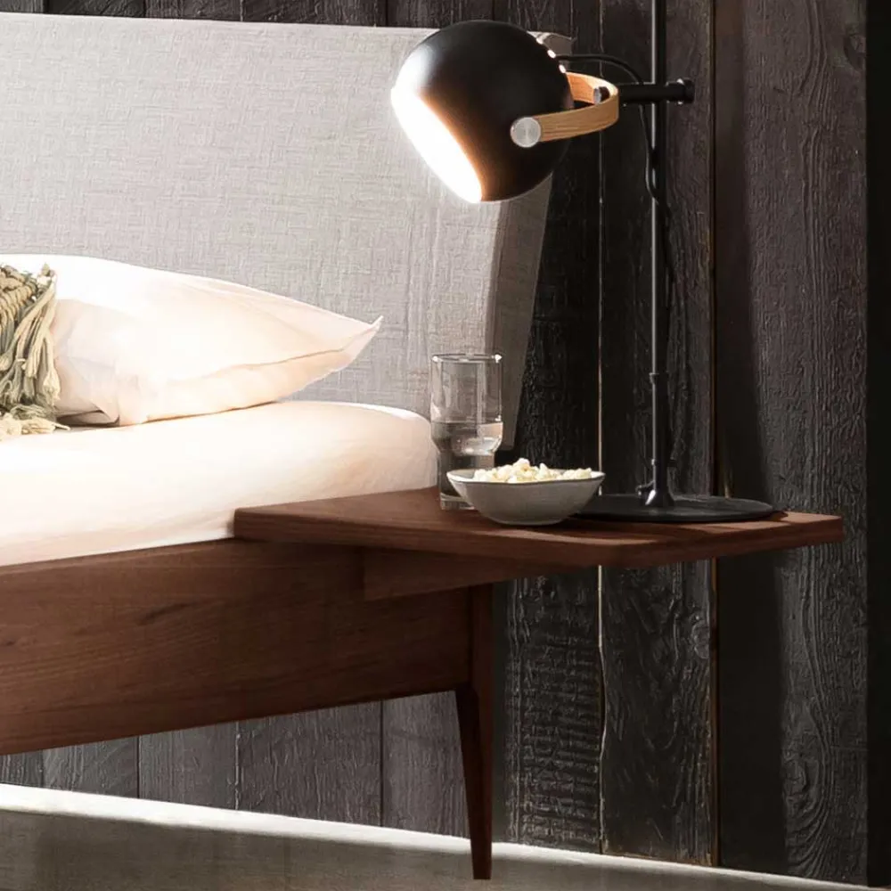 Wohnen Betten<Nussbaum Doppelbett mit Stoff Kopfteil - Filippo