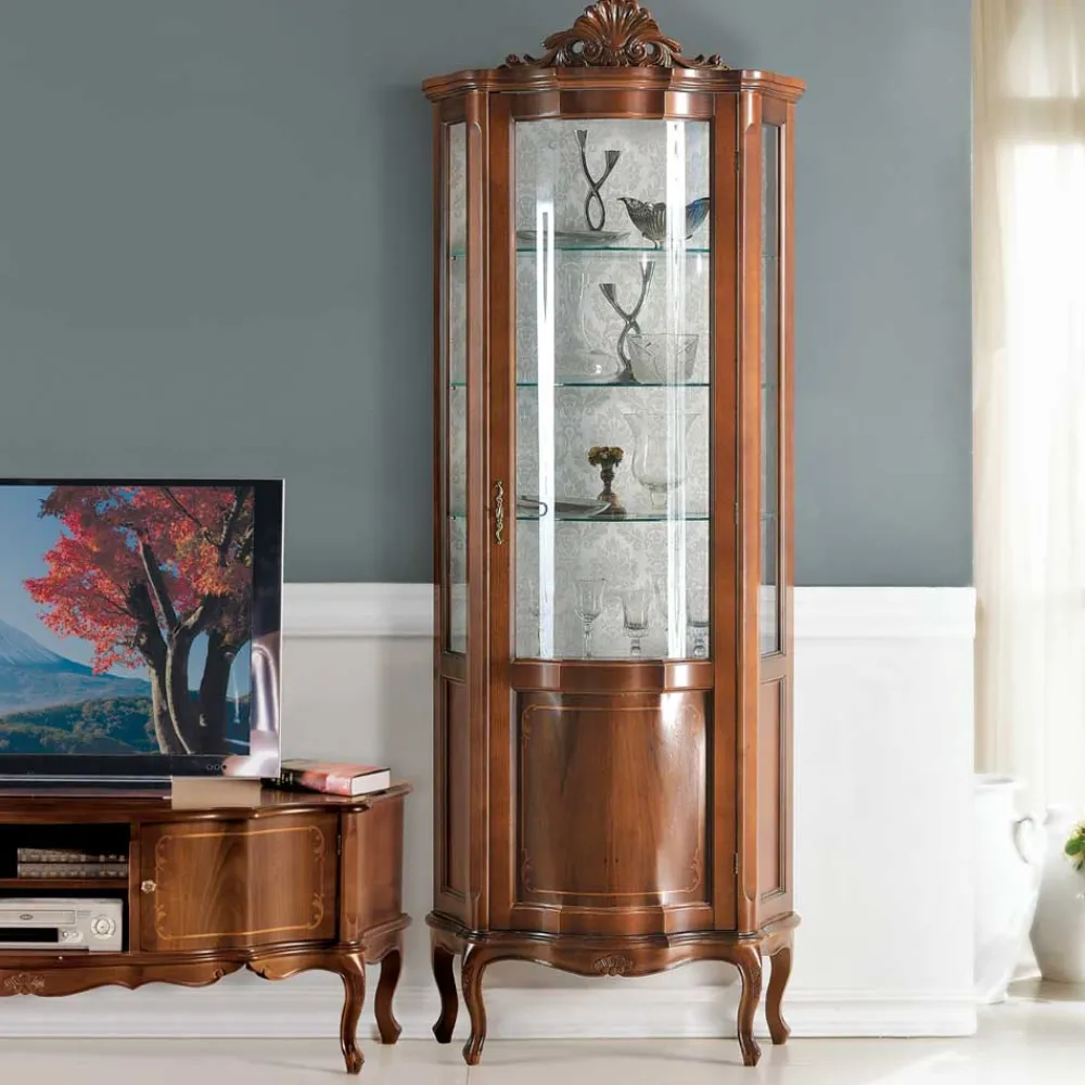 Wohnen Wohnwände<Nussbaum Furnier Wohnwand Barock Dentro 325cm breit (dreiteilig)