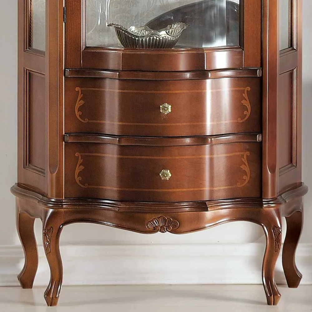 Wohnen Wohnwände<Nussbaum Furnier Wohnwand Barock Dentro 325cm breit (dreiteilig)