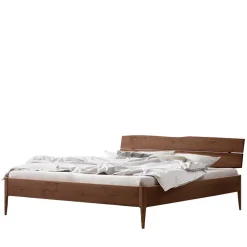 Wohnen Betten<Nussbaum Holzbett mit Baumkante Kopfteil - Elegatos