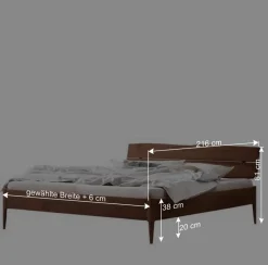 Wohnen Betten<Nussbaum Holzbett mit Baumkante Kopfteil - Elegatos